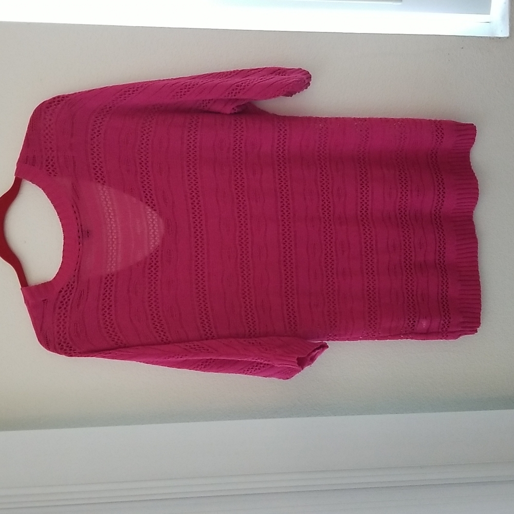 Euc torrid pink crochet knit sweater top. Size 0x large - Picture 6 of 6